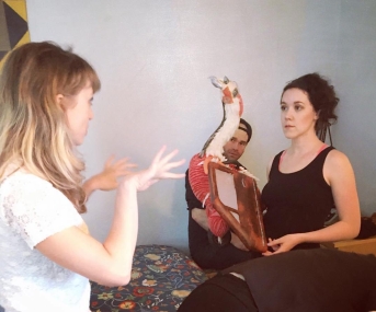 Puppeteering Birdcar for the pilot of (Strictly) For The Birds. Photo: @forthebirds.to Instagram